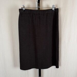 St John Black Textured Knit‎ Pencil Skirt Size 8 Made in USA Knee Length